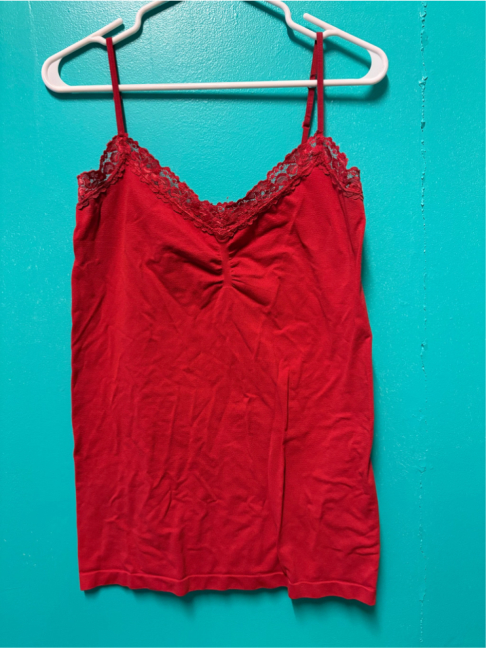Women's Red Lace Trim Camisole